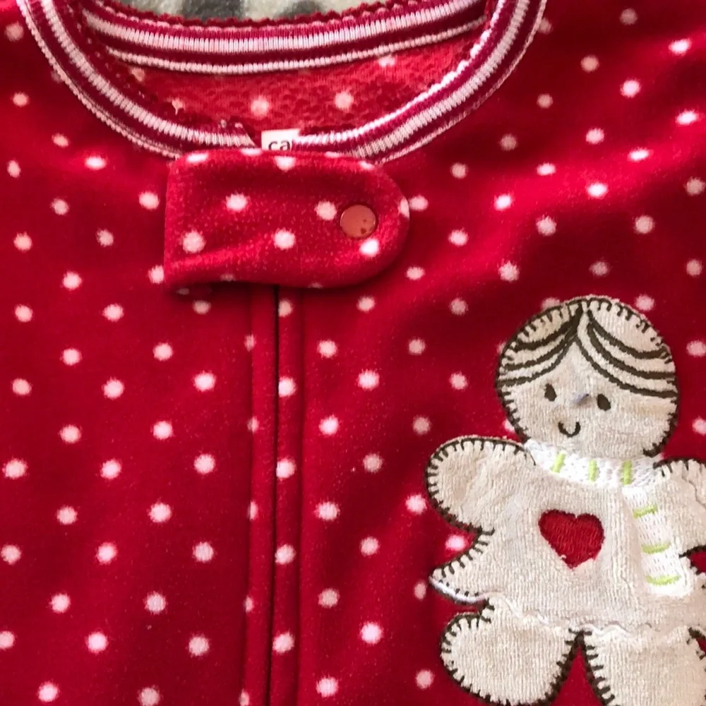 Carter’s Christmas Red Zip-Up Fleece Sleep Play Pajamas 18 months Polka Dot